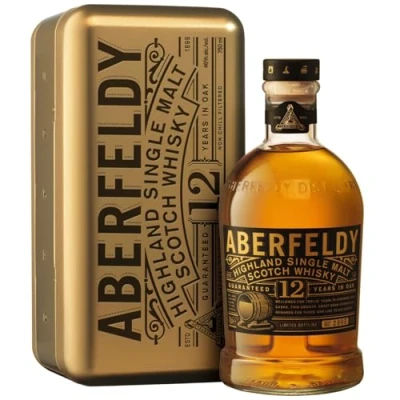 Immagine di Aberfeldy 12 Anni Highland Scotch Single Malt Whisky in confezione regalo, invecchiato botti di rovere, note miele, frutta, spezie, vaniglia e sentori affumicati, Vol. 40%, 70 cl / 700 ml