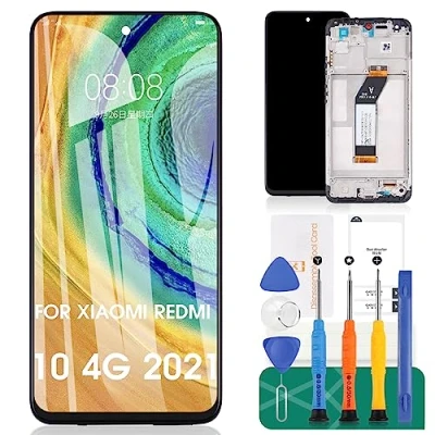 Immagine di per Xiaomi Redmi 10 4G 2021 Sostituzione dello Schermo Prime Display LCD 5G 2022 Touch Screen Kit di Parti Riparazione assemblaggio digitalizzatore con Telaio (Nero)