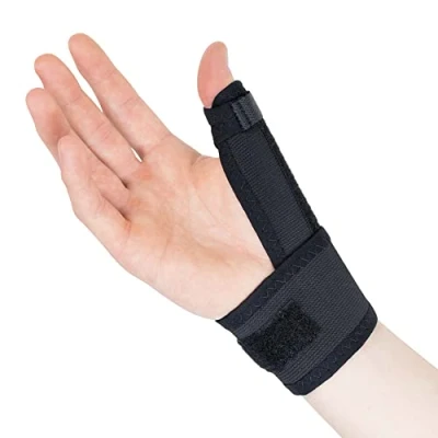 Immagine di Actesso Tutore Pollice Elasticizzato Sollievo da Slogature, Tenosinovite di De Quervain, Tendinite o Fratture (Taglia unica, Destra, Nero)