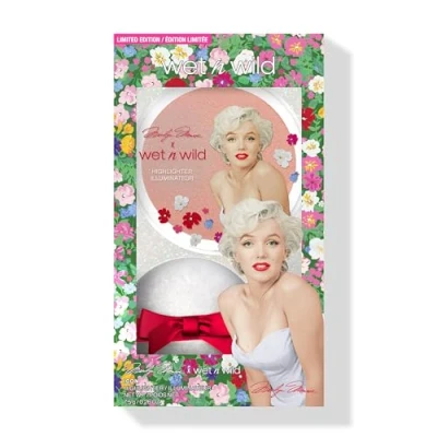 Immagine di Wet n Wild Marilyn Monroe Iconic Diamond Highlighter, Illuminante Viso in Polvere con Perle Iridescenti per un Effetto Luminoso da Hollywood, Include Spugna Morbida l&#039;Applicazione, Peachy Pink