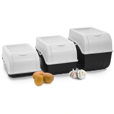 Immagine di Novaliv Set di contenitori per patate, 3,5 l + 5 9 l, colore bianco, verdure, impilabili, cipolle, frutta, patate