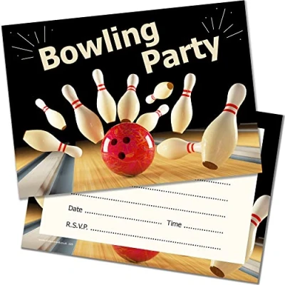 Immagine di Olivia Samuel 20 inviti per feste di bowling bambini, formato A6, con buste su entrambi i lati