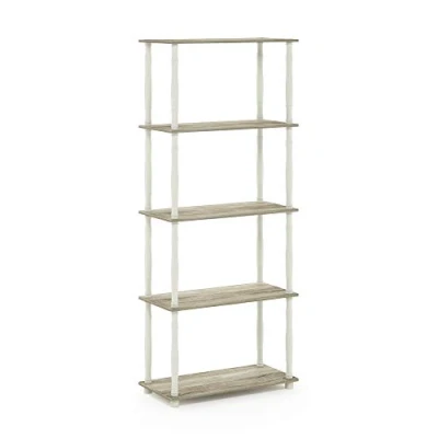Immagine di Furinno Turn N Tube Espositore multiuso a 5 livelli con tubi classici, rovere Sonoma/bianco