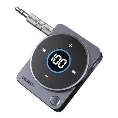 Immagine di UGREEN Ricevitore Bluetooth 5.4 Adattatore Jack 3.5mm Aux Auto Audio Pulsante Multifunzione Luce RGB per Autoradio