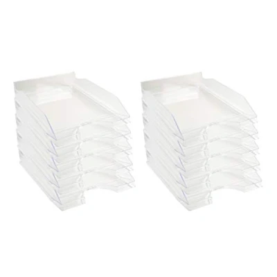 Immagine di Exacompta Cod.12323D Confezione da 10 Vaschette portacorrispondenza Ecotray Office per formato A4+ Impilabili Capacità 500 fogli 80 gr Dimensioni : 34,5 x 25,5 6,5 cm Cristallo