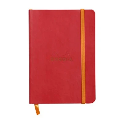 Immagine di RHODIA 117313C Taccuino Flessibile papavero A6 A righe 144 pagine Carta Clairefontaine Avorio 90 g/m Segna pagina, Chiusura con elastico Copertina Simil Cuoio Collezione Rhodiarama