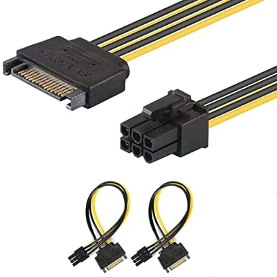 Immagine di J&amp;D SATA 15 Pin a 6 PCI Espresso (PCIe) Video Grafica Carta Potenza Cavo Adattatore 20cm, 2 Confezioni
