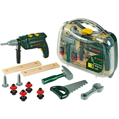 Immagine di Theo Klein 8416 Valigetta degli attrezzi Bosch, grande, Set di 16 pezzi, Incl. trapano a batterie con luce e suono, 32 cm x 8 29 cm, Giocattolo per bambini partire dai 3 anni età