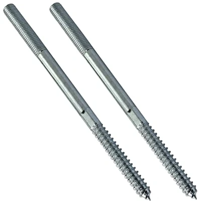 Immagine di AERZETIX C44767 Set di 2 vite a doppio filetto prigioniero punto metallo/legno con o senza tasselli Ø10x180mm acciaio zincato colore argento