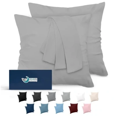 Immagine di Federe Cuscini 60x60 (Set 2) Dreamzie in Microfibra OEKO TEX Certificazione Federa Cuscino Dolce Grigio