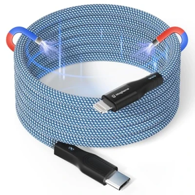 Immagine di Magtame cavo magnetico USB C a Lightning Coiled, 1.5M MFi certificato tipo per i Phone, intrecciato Phone di ricarica veloce 14 13 12 11 Pro Max XR XS X 8