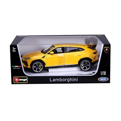 Immagine di Bburago Lamborghini Urus: modellino auto in scala 1:20, porte, bagagliaio e cofano apribile, orientabile, 26 cm, giallo (18 11042Y)