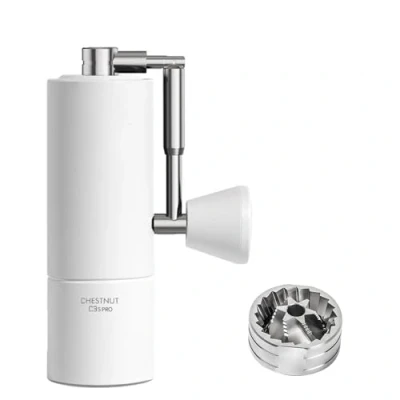 Immagine di TIMEMORE Chestnut C3S Pro Macinacaffè manuale con regolazione precisa del grado di macinazione, acciaio inox e macinino a forma cono, manico pieghevole, contenitore per fagioli, 25 g, colore:
