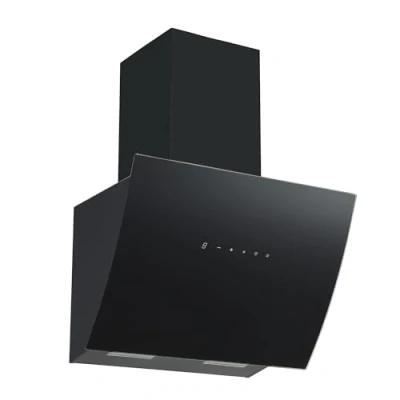 Immagine di Respekta Cappa Isola senza / inclinata 60 cm Guscio in acciaio inox con paralume vetro nero Funzione di scarico e ricircolo d&#039;aria CH99060SA A 66 72 dB