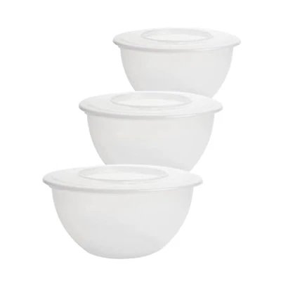 Immagine di 2friends ciotola modello Tina, con coperchio da 5 l, 3 ciotole per insalata coperchio, set di ciotole, in plastica senza BPA, trasparente,