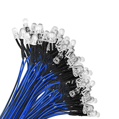 Immagine di YIXISI 50 Pezzi 5mm Diodo ad Emissione Luminosa LED, Precablata 12V 20cm, per Trasformazione e Illuminazione di Circuiti Automobilistici, Modellazione Prototipi, Blu