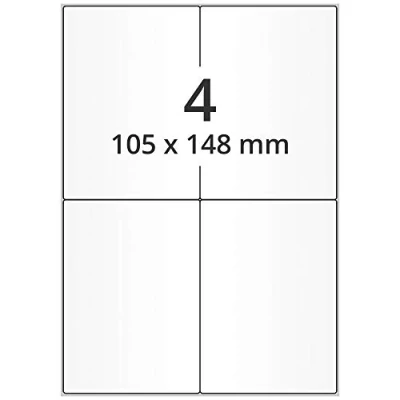 Immagine di Labelident etichette laser su fogli DIN A4 105 x 148 mm 2.000 adesive per spedizione DHL, DPD, Fedex, GLS, Hermes, UPS, 500 di carta bianche