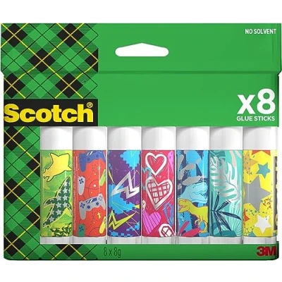 Immagine di Scotch Colla Stick per la Scuola Elementare, Media, Asilo e Ufficio, Set di Tubetti Bambini, Confezione Adesiva Grande da 8pz x 8 gr