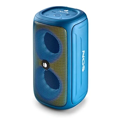Immagine di NGS ROLLER BEAST AZURE Potente Altoparlante Portatile da 32 W Compatibile con Bluetooth 5.0 e Tecnologia TWA, Luci RGB, IPX5 Resistente all&#039;acqua alla Polvere, Microfono, Vivavoce, Blu.