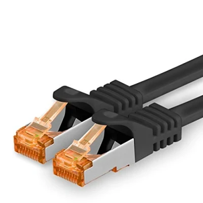 Immagine di 1aTTack.de Cat.7 Cavo di Rete 1m Nero 1 Pezzo Ethernet LAN Cat7 Cat 7 SFTP Spina RJ45 Cat6a 10 Gbit s Compatibile con Cat5 Cat6 Cat8 per Switch Router Modem Patchpanel