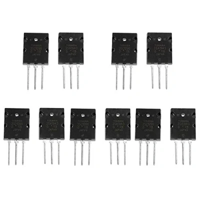 Immagine di Transistor di potenza al silicio 2SA1943 (PNP) + 2SC5200 (NPN), colore nero, 5 coppie