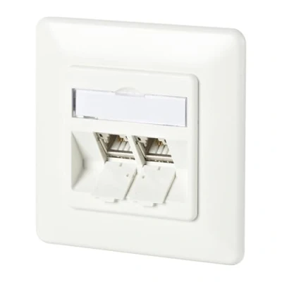 Immagine di Metz Connect 130B11D21002 e Presa di rete Da incasso Inserto con piastra centrale telaio 2 Porte Bianco puro