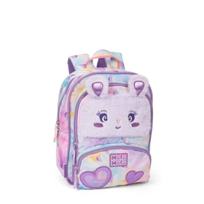Immagine di Mofu Zainetto Bambina Ufficiale Mofu, Ideale per Asilo e Tempo Libero, con Spallacci Imbottiti, Retro Fondo Termoformati, Pratiche Chiusure a Zip, 23x30Hx10 cm, Lilla