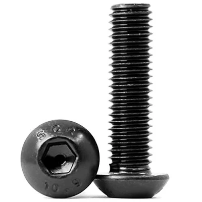 Immagine di KONGKI Viti a testa bombata M5 x 30 mm, con esagono incassato da 10,9 gradi, in acciaio al carbonio, filettatura completa nera