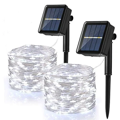 Immagine di BrizLabs [2 Pezzi] Luci Solari Esterno, 120 LED 12M Catena Luminosa Solare Filo di Rame Impermeabile 8 Modalità Stringa Fata per Giardino Cortile Festa Matrimonio Natale, Bianco Freddo