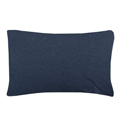 Immagine di Sleepdown Set di federe standard in jersey melange casalinga, calde, accoglienti, facili da pulire, tinta unita, 50 x 75 cm (standard (50 cm), blu scuro)
