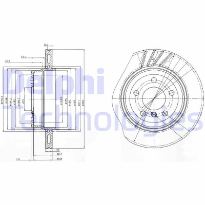 Immagine di DELPHI BG3943 Disco freno 320 22 5 ventilato Oleato non trattato senza cuscinetto ruota, anello sensore ABS BMW: X3