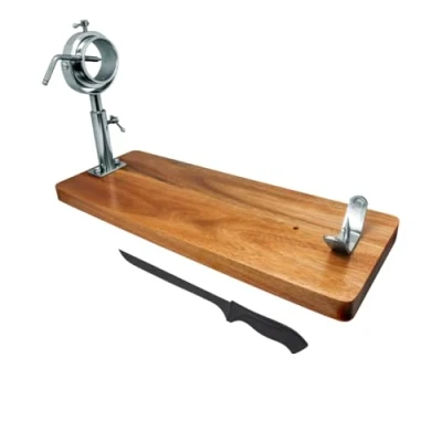 Immagine di NERTHUS Telescopico + Coltello Porta prosciutto, Legno Acciaio Inossidabile, Marrone