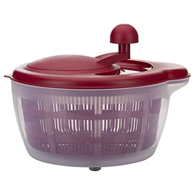 Immagine di Westmark Centrifuga per insalata, Capacità: 5 litri, ø 26 cm, Plastica, Senza BPA, Fortuna, Colore: Trasparente/Rosso, 243222ER