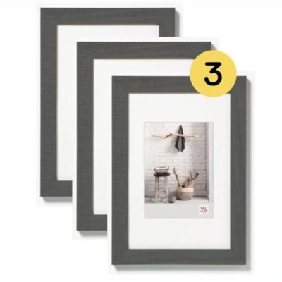 Immagine di walther design Grigio 20 x 30 cm con passe partout, confezione da 3, cornice in legno per la casa HO030D3