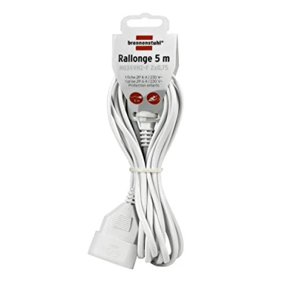 Immagine di Brennenstuhl 1161671 Prolunga elettrica, 5 m, H03VVH2 F, 2 x 0,75, colore bianco