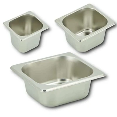 Immagine di HOOZ contenitore GN in acciaio inox 1/6, altezza 150 mm, termico per alimenti, gastronorm, scolapiatti o come inserto cottura, resistente al calore