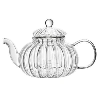 Immagine di Bafnsiji Teiera di Zucca, Bollitore per tè in Vetro Trasparente, a Forma Vetro, borosilicato con infusore Rimovibile 600ML