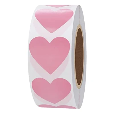 Immagine di Hybsk color Coding DOT Labels 30 mm Love Heart pink Natural Paper stickers adhesive Label 1,000 per roll 1