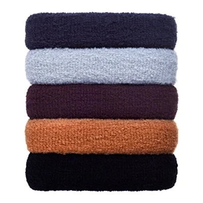 Immagine di 5 Pezzi Grande Fermacoda per Capelli Senza Cucitura Cotone Stretch Elastici di Pettinatura a Coda Cavallo Spessi Pesanti Lunghi e Ricci (Multicolore)