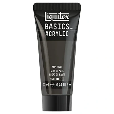 Immagine di Liquitex 8870468​ Basics, Pittura Acrilica, Pigmenti per Artisti Monopigmentati, Resistente alla Luce, Durevole nel Tempo, Finitura Satinata, Tubetti da 22 ml, Nero di Marte