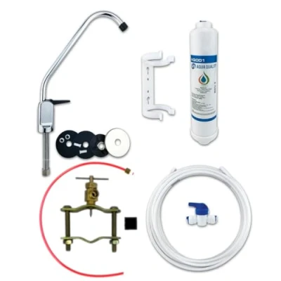 Immagine di Sistema di filtraggio sottolavello per acqua potabile, include rubinetto e accessori (etichetta in lingua italiana non garantita)
