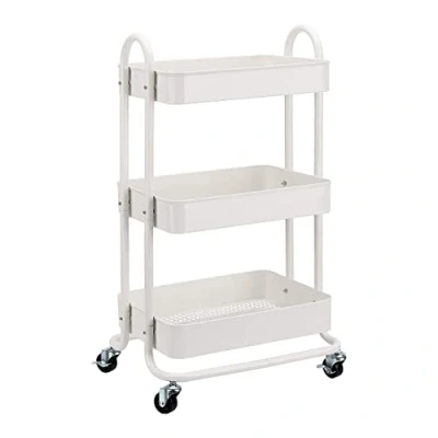 Immagine di Amazon Basics Carrello con ruote a 3 scomparti, bianco