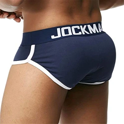 Immagine di JOCKMAIL Slip da uomo con imbottitura per il culo biancheria intima atletica ciclismo intimo breve cotone hip up push coppa intima, Marina Militare, M