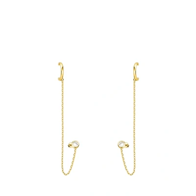 Immagine di SOFIA MILANI Orecchini da Donna in Argento 925 Placcati Oro e con Pietra Zircone Piercing Finto a Catena E2600
