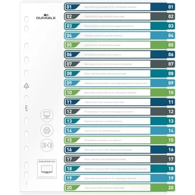 Immagine di Durable 679727 Divisore DIN A4+ 1 20 Polipropilene Multicolore schede