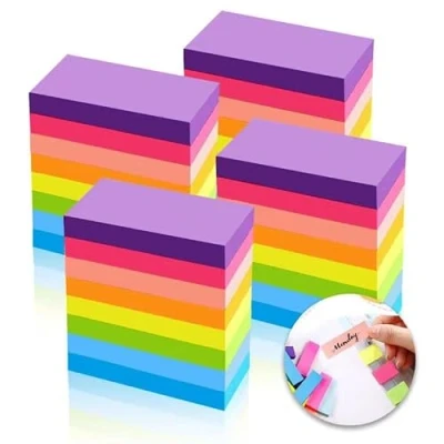 Immagine di Sticky Notes, 2000 fogli di foglietti adesivi per appunti, autoadesivi ufficio, scuola, casa, 76 mm x 26