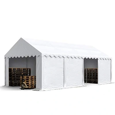 Immagine di TOOLPORT Tendone deposito 4x8 m PVC 700 N Bianco Impermeabile Tenda capannone di stoccaggio