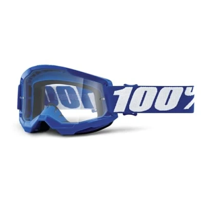 Immagine di 100% Strata 2 Occhiali protettivi da motocross e mountain bike, corsa MX MTB, lenti trasparenti, colore: blu