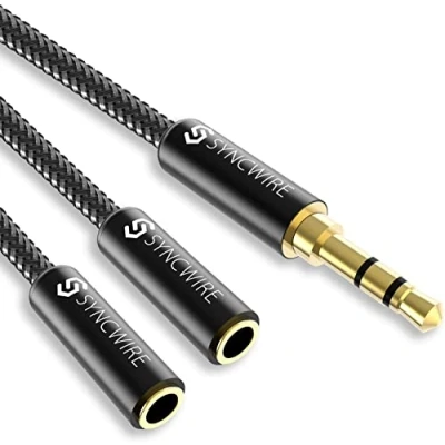 Immagine di Syncwire Splitter per Cuffie Audio Stereo a Y (suono Hi Fi), Nylon Intrecciato 3,5mm maschio 2 porte da femmina Compatibile con Apple, Samsung, Tablet e altro (Nessun Microfono)