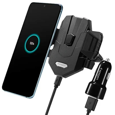 Immagine di Spigen SteadiBoost Caricatore Wireless Auto Veloce Qi Certificato Universal Supporto Caricabatterie Incluso per iPhone 12 Mini PRO Max SE 2020 11 XR XS 8 Plus Galaxy S20 S10 Note 20 10 Ultra